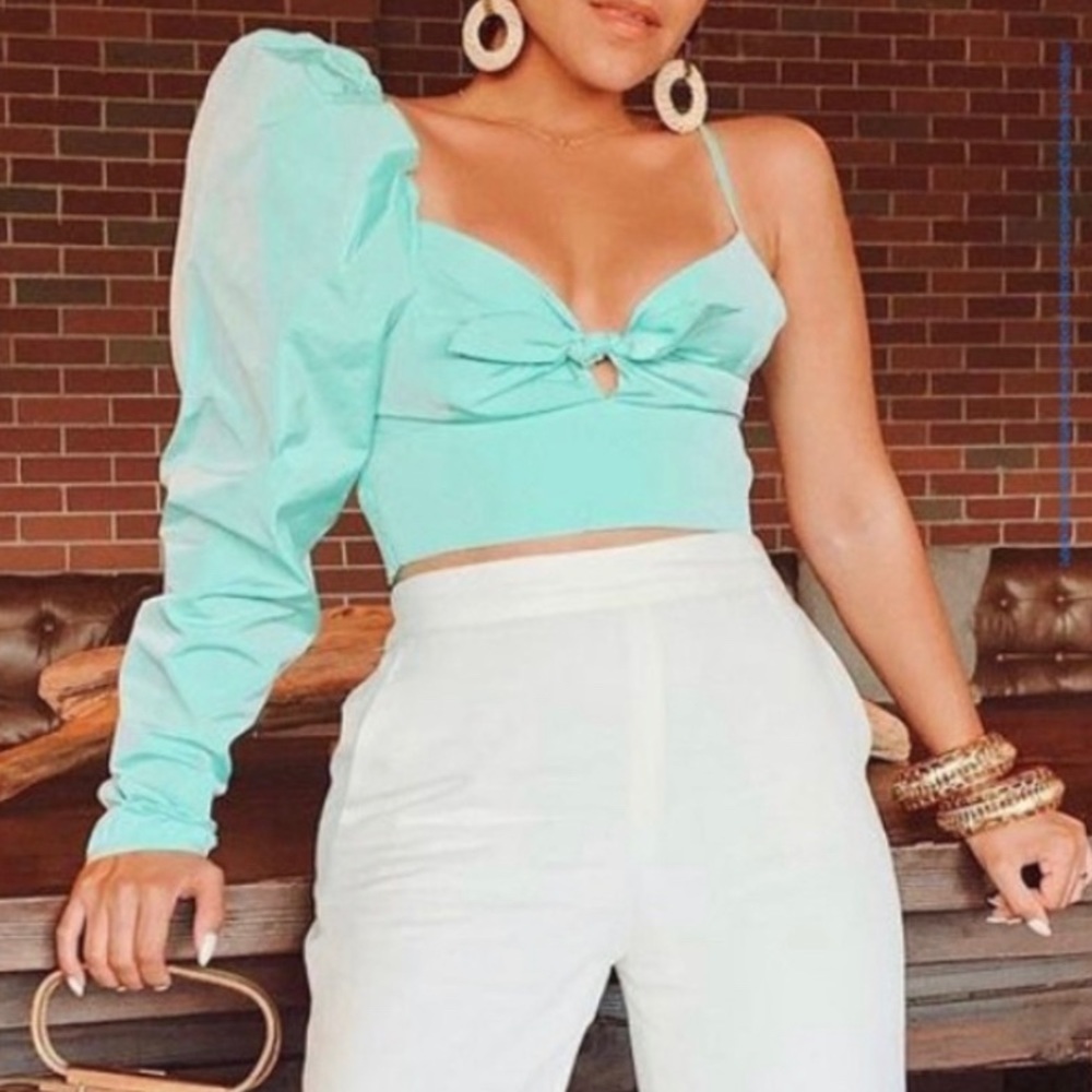 ZARA ONE SHOULDER CROP TOP - Picture 4 of 12
